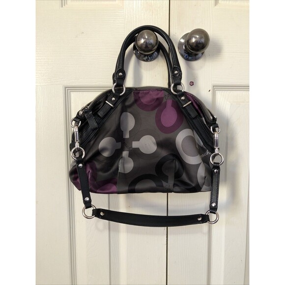 Coach Madison Sophia Sateen Clover Purse Handbag Black Purple Gray 15926 Y2K - Picture 4 of 12